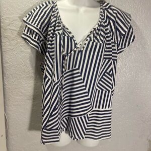 Tribal Navy and White Geometric Women's Blouse